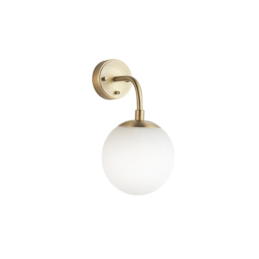 91892 1 Light Wall Light Matt Antique Brass Plate & Opal Glass (S)