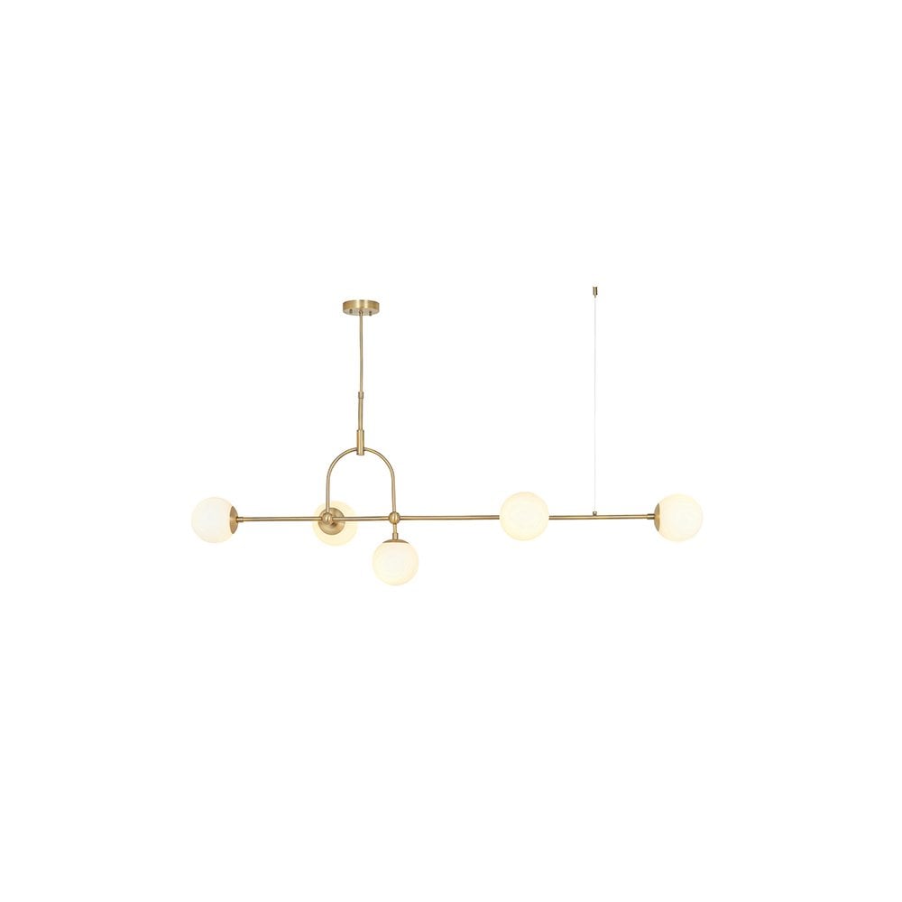 91893 5 Light Bar Pendant Matt Antique Brass Plate & Opal Glass