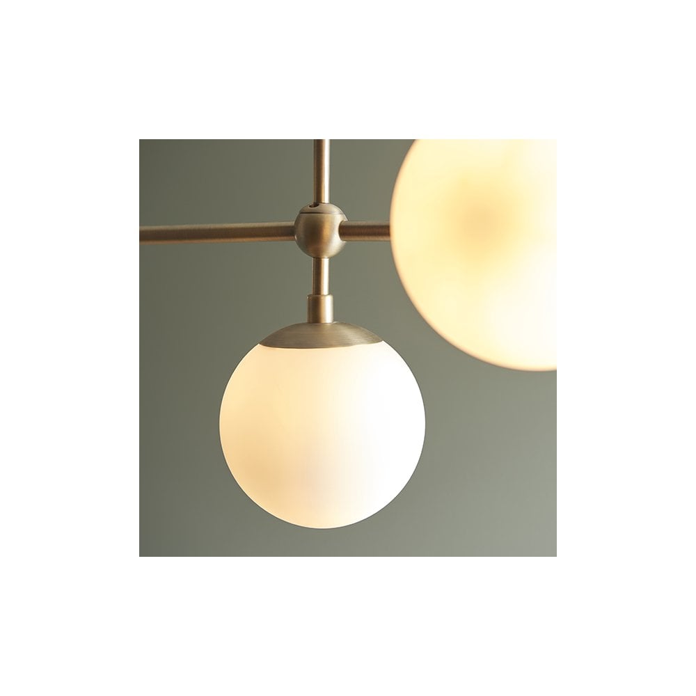 91893 5 Light Bar Pendant Matt Antique Brass Plate & Opal Glass