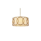 91921 4 Light Pendant Brushed Gold Paint & White Fabric