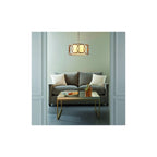91921 4 Light Pendant Brushed Gold Paint & White Fabric