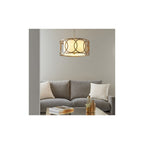 91921 4 Light Pendant Brushed Gold Paint & White Fabric