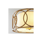 91921 4 Light Pendant Brushed Gold Paint & White Fabric