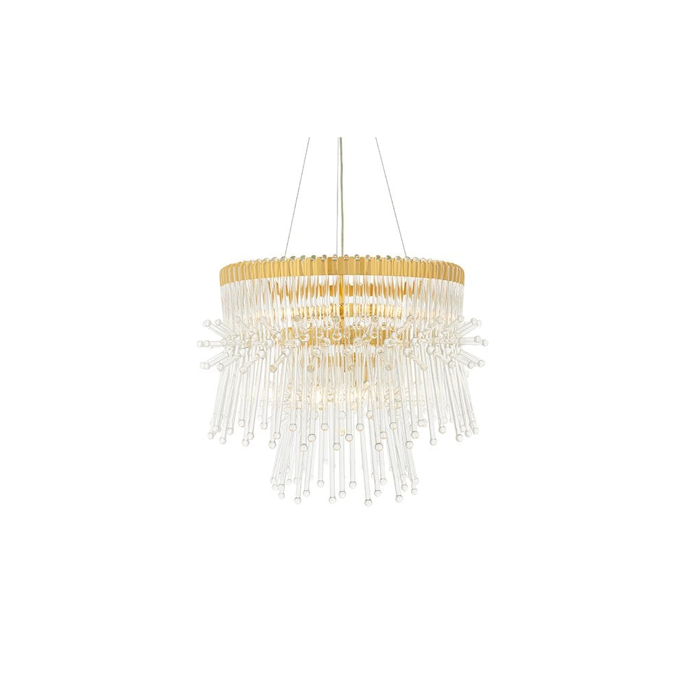 91941 9 Light Pendant Polished Gold Plated Finish With Clear Glass