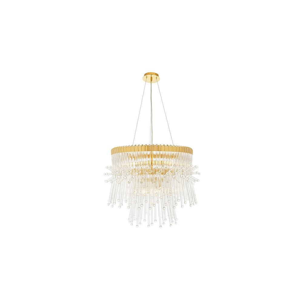 91941 9 Light Pendant Polished Gold Plated Finish With Clear Glass