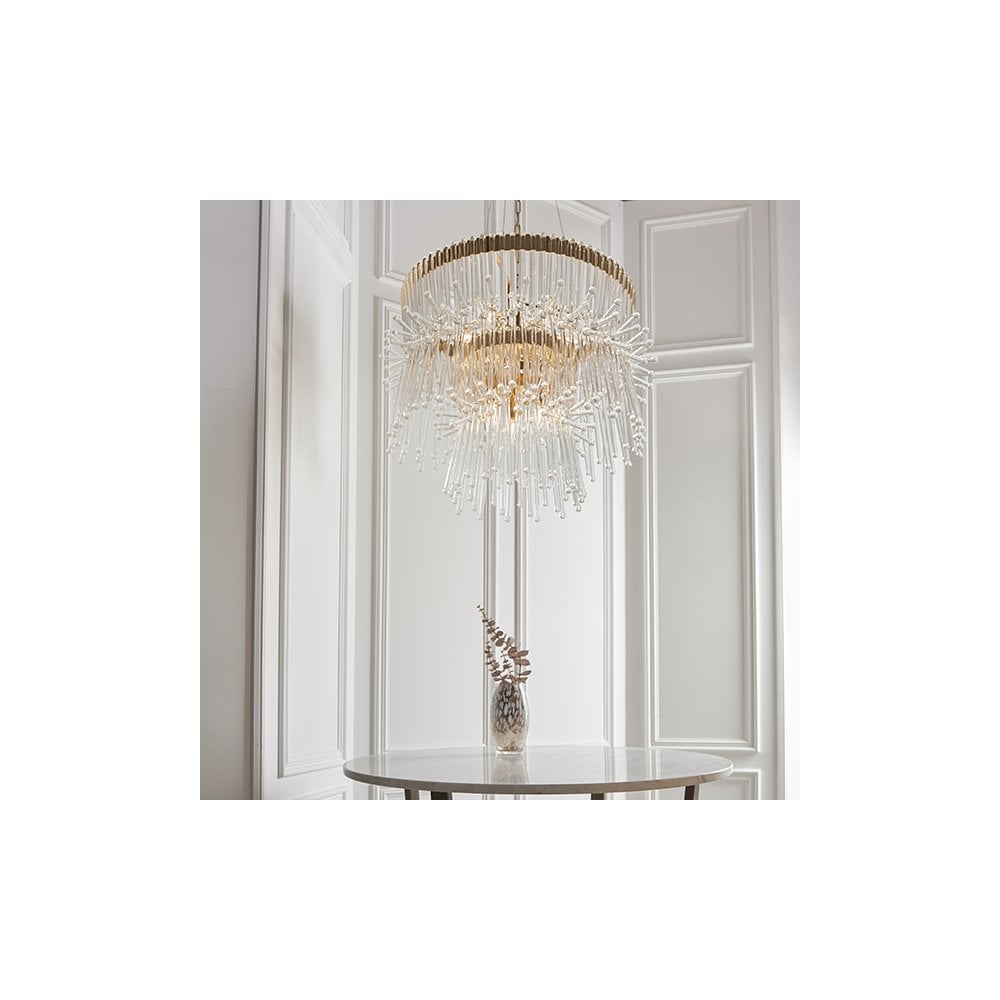 91941 9 Light Pendant Polished Gold Plated Finish With Clear Glass