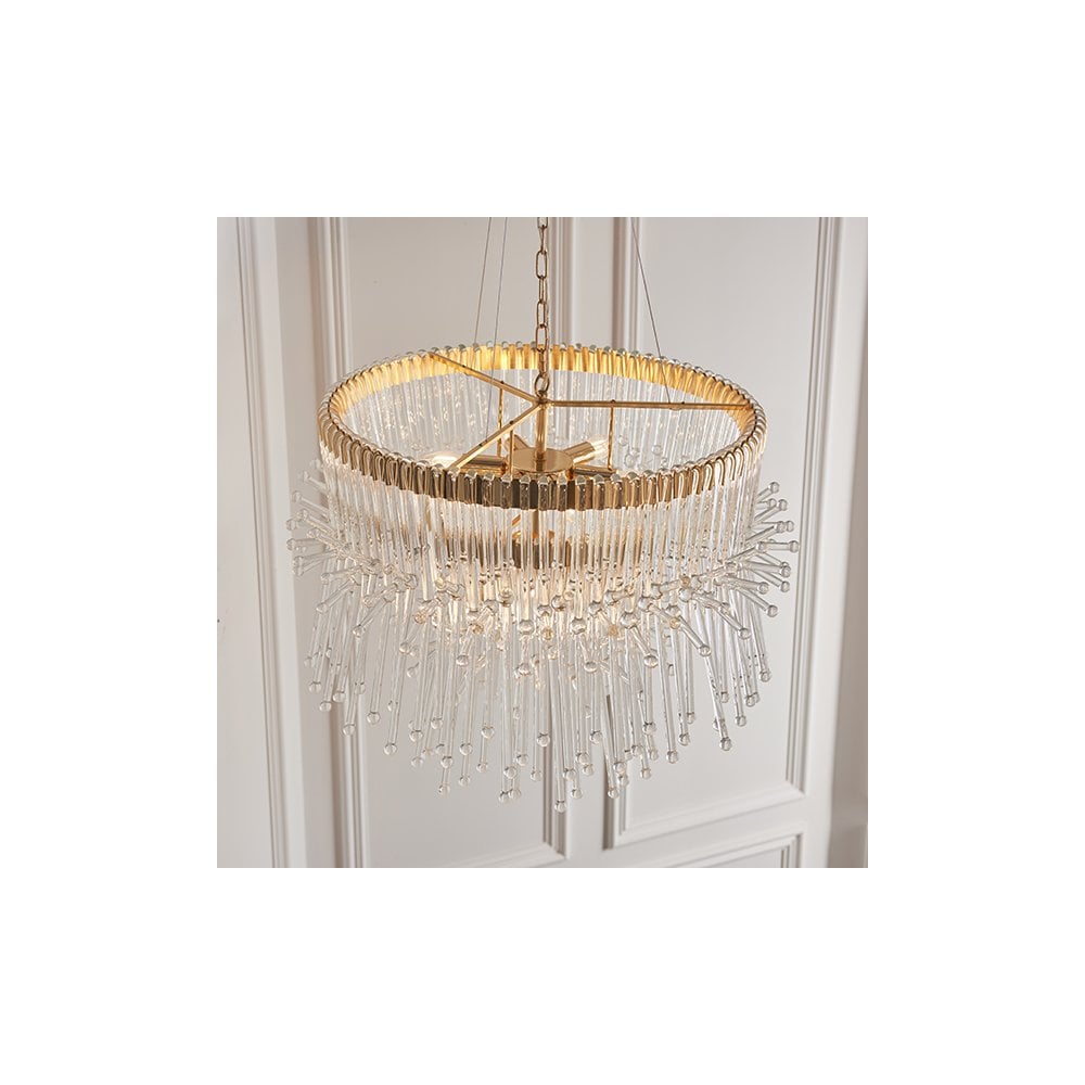 91941 9 Light Pendant Polished Gold Plated Finish With Clear Glass
