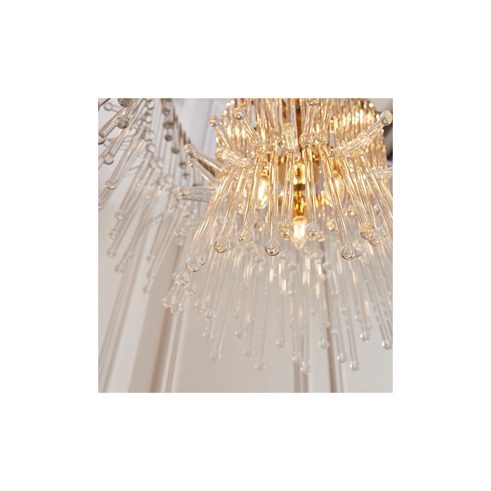 91941 9 Light Pendant Polished Gold Plated Finish With Clear Glass
