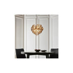 91989 6 Light Pendant Antique Gold Paint, Clear & Amber Glass