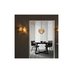 91989 6 Light Pendant Antique Gold Paint, Clear & Amber Glass