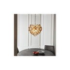 91989 6 Light Pendant Antique Gold Paint, Clear & Amber Glass
