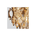 91989 6 Light Pendant Antique Gold Paint, Clear & Amber Glass