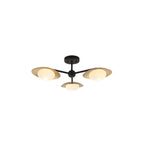 92034 3 Light Semi Flush Ceiling Light Gold & Dark Bronze Finish With Opal Glass