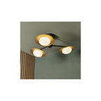 92034 3 Light Semi Flush Ceiling Light Gold & Dark Bronze Finish With Opal Glass