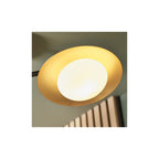 92034 3 Light Semi Flush Ceiling Light Gold & Dark Bronze Finish With Opal Glass