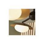92034 3 Light Semi Flush Ceiling Light Gold & Dark Bronze Finish With Opal Glass