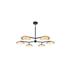92035 6 Light Semi Flush Ceiling Light Gold & Dark Bronze Finish With Opal Glass