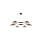 92035 6 Light Semi Flush Ceiling Light Gold & Dark Bronze Finish With Opal Glass