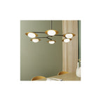 92035 6 Light Semi Flush Ceiling Light Gold & Dark Bronze Finish With Opal Glass
