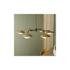92035 6 Light Semi Flush Ceiling Light Gold & Dark Bronze Finish With Opal Glass