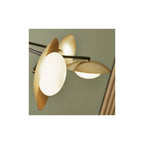 92035 6 Light Semi Flush Ceiling Light Gold & Dark Bronze Finish With Opal Glass