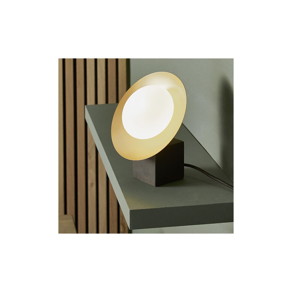 92038 1 Light Table Lamp Gold & Dark Bronze Finish With Opal Glass