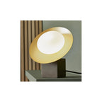 92038 1 Light Table Lamp Gold & Dark Bronze Finish With Opal Glass