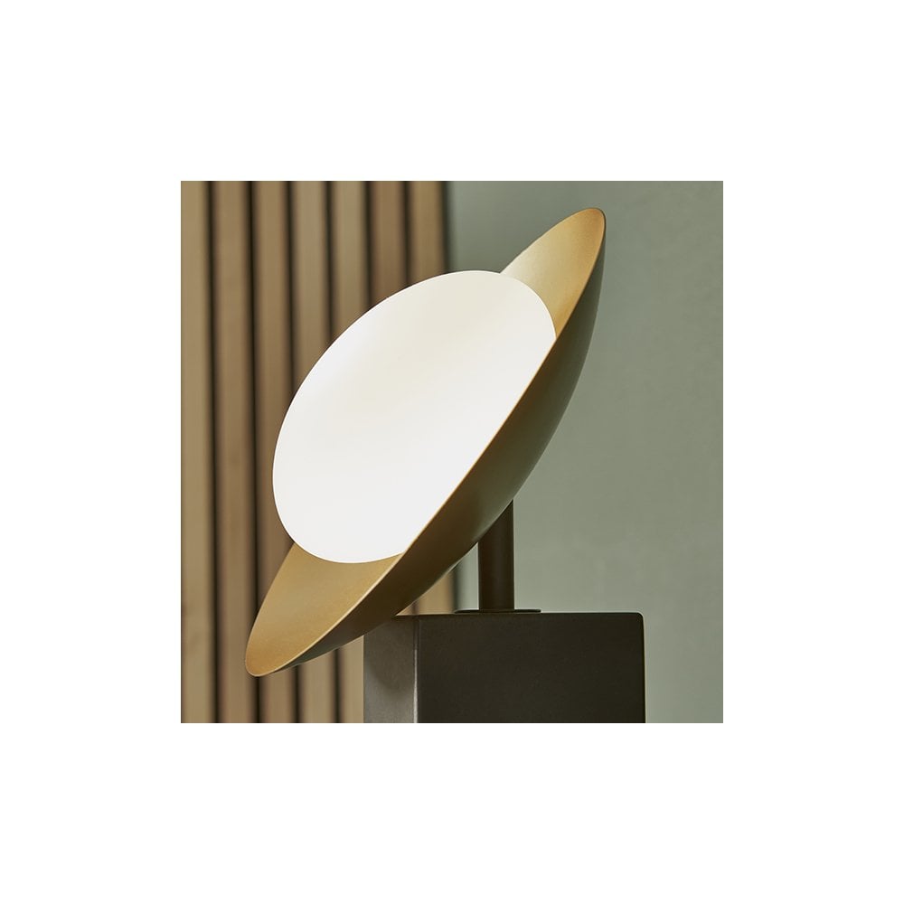 92038 1 Light Table Lamp Gold & Dark Bronze Finish With Opal Glass