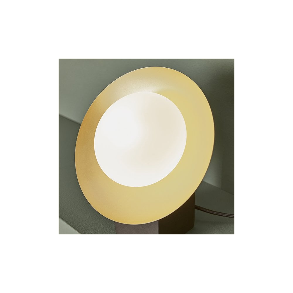92038 1 Light Table Lamp Gold & Dark Bronze Finish With Opal Glass