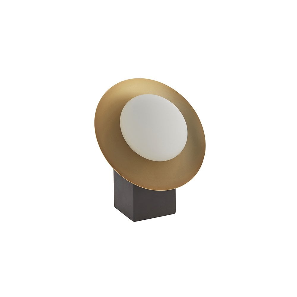 92038 1 Light Table Lamp Gold & Dark Bronze Finish With Opal Glass