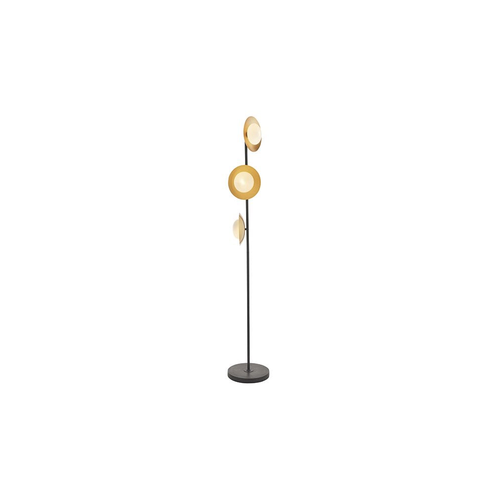 3 Light Floor  Lamp Gold & Dark Bronze Finish With Opal Glass