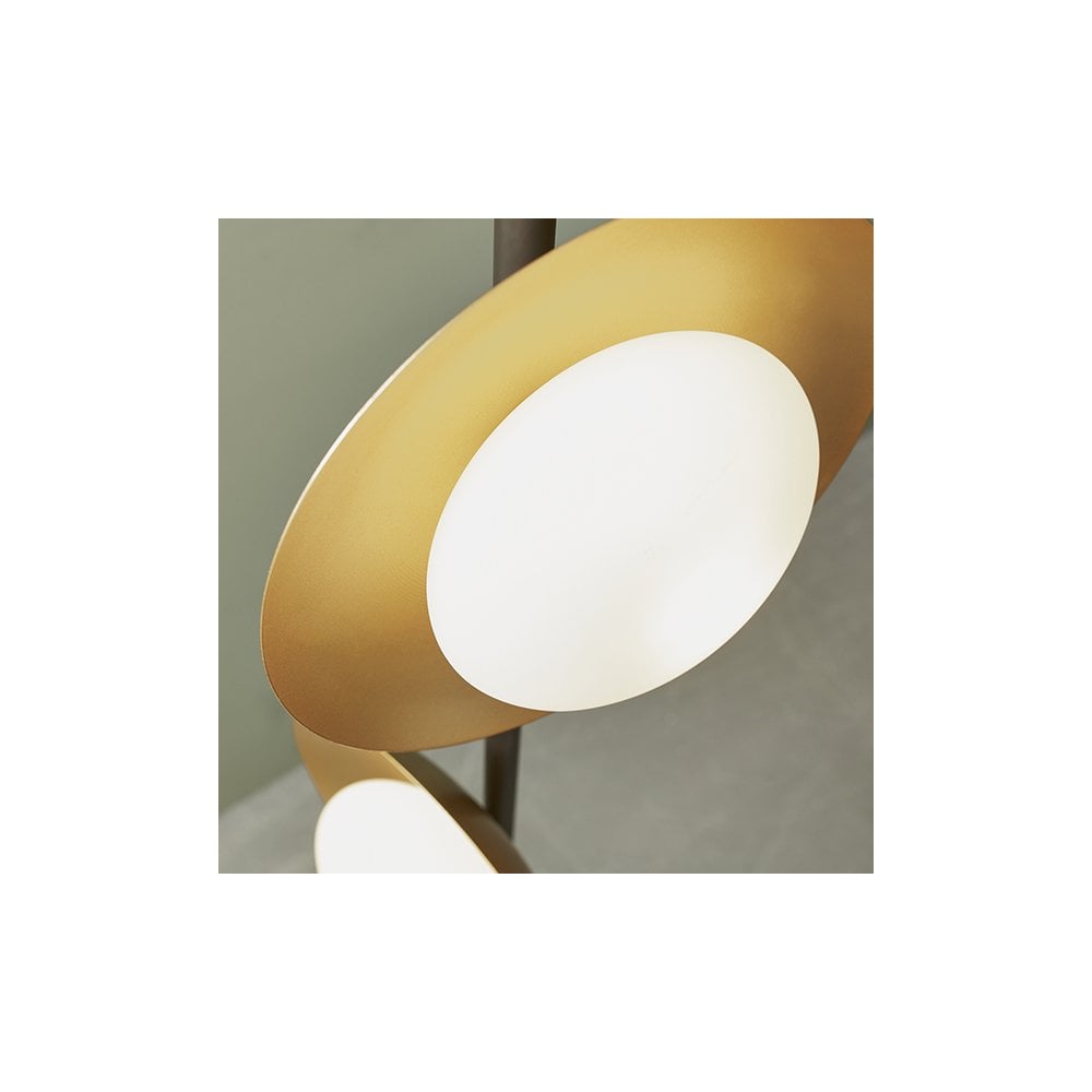 3 Light Floor  Lamp Gold & Dark Bronze Finish With Opal Glass