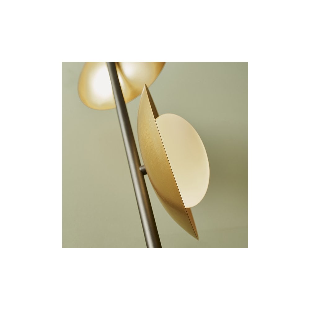 3 Light Floor  Lamp Gold & Dark Bronze Finish With Opal Glass