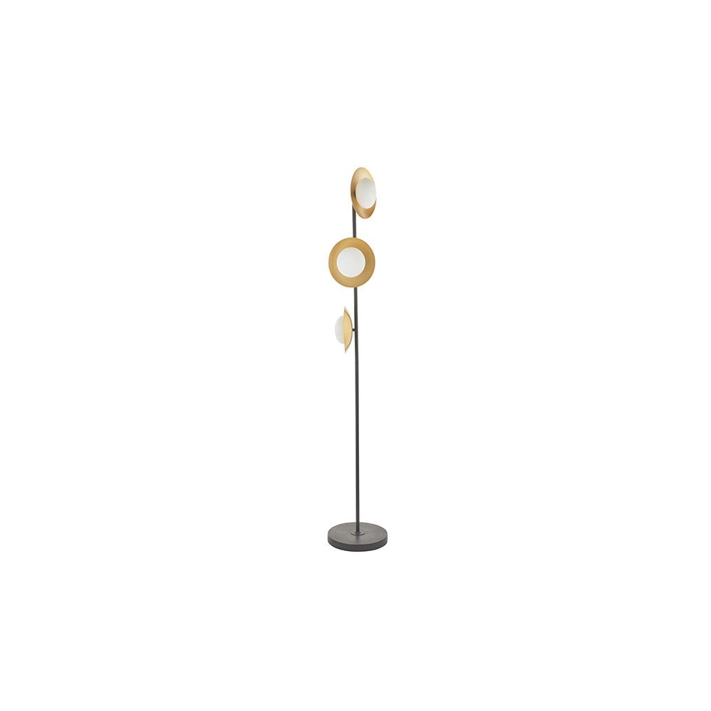 3 Light Floor  Lamp Gold & Dark Bronze Finish With Opal Glass