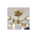 92213 6 Light Semi Flush Ceiling Light Satin Brass Plate With Clear & Frosted Glass