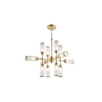 92214 12 Light Pendant Satin Brass Plate With Clear & Frosted Glass