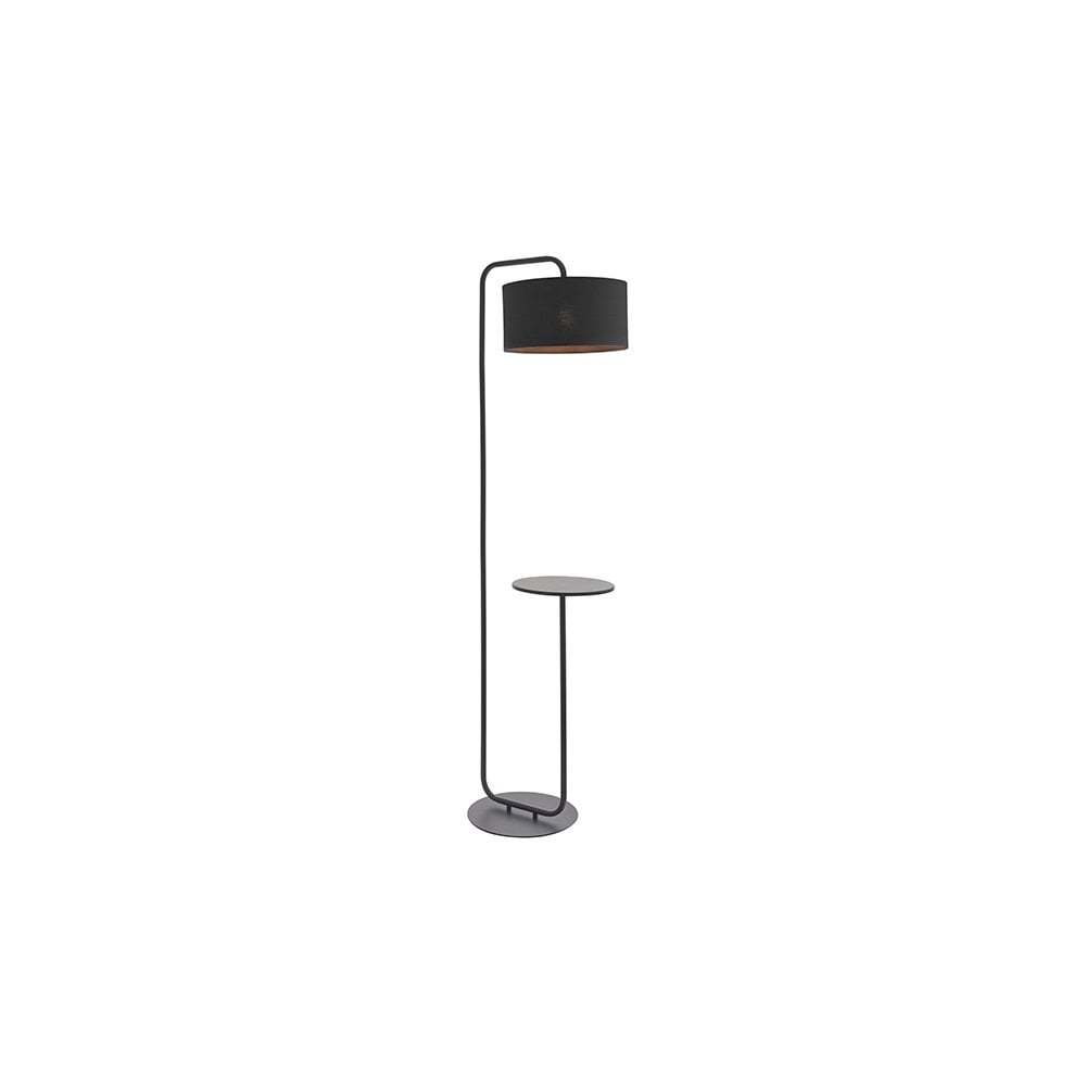 92301 1 Light Floor Lamp Satin Black Paint & Black Fabric