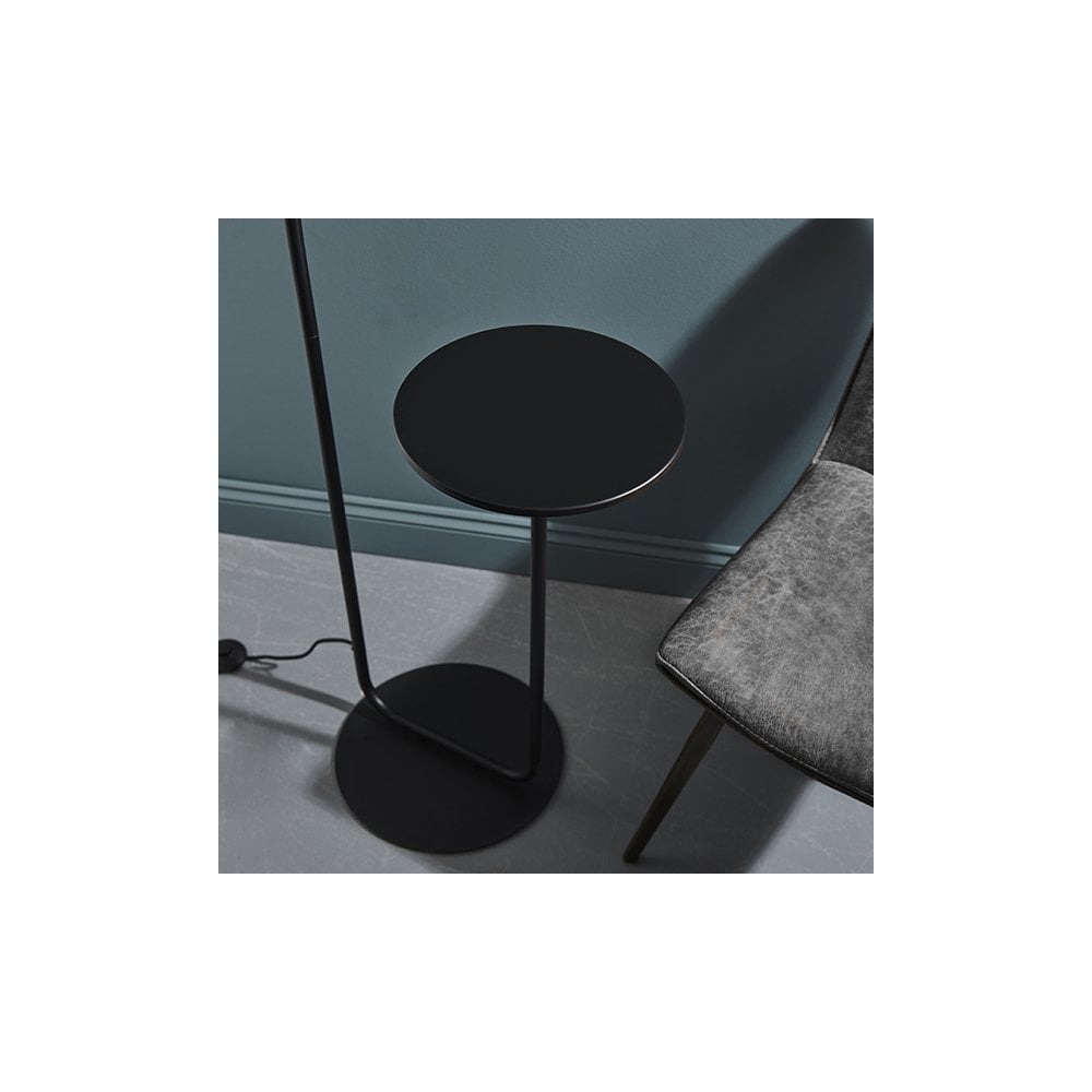 92301 1 Light Floor Lamp Satin Black Paint & Black Fabric
