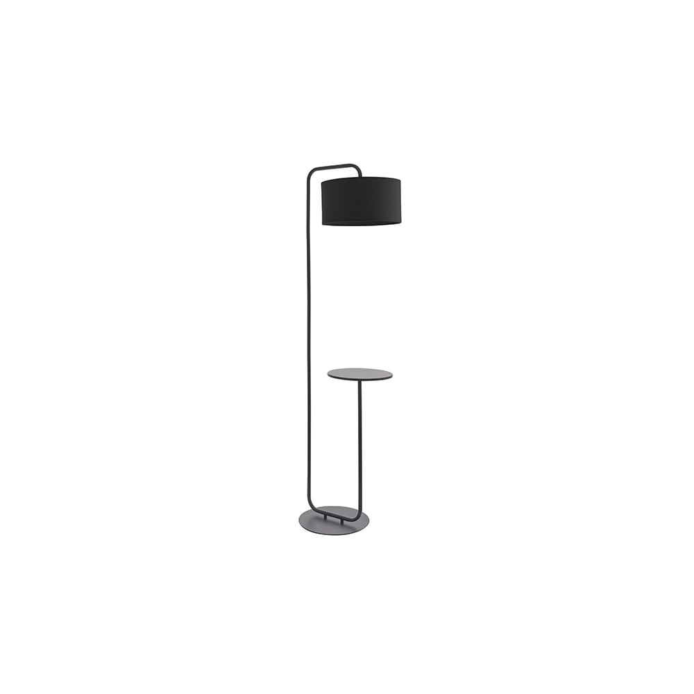 92301 1 Light Floor Lamp Satin Black Paint & Black Fabric