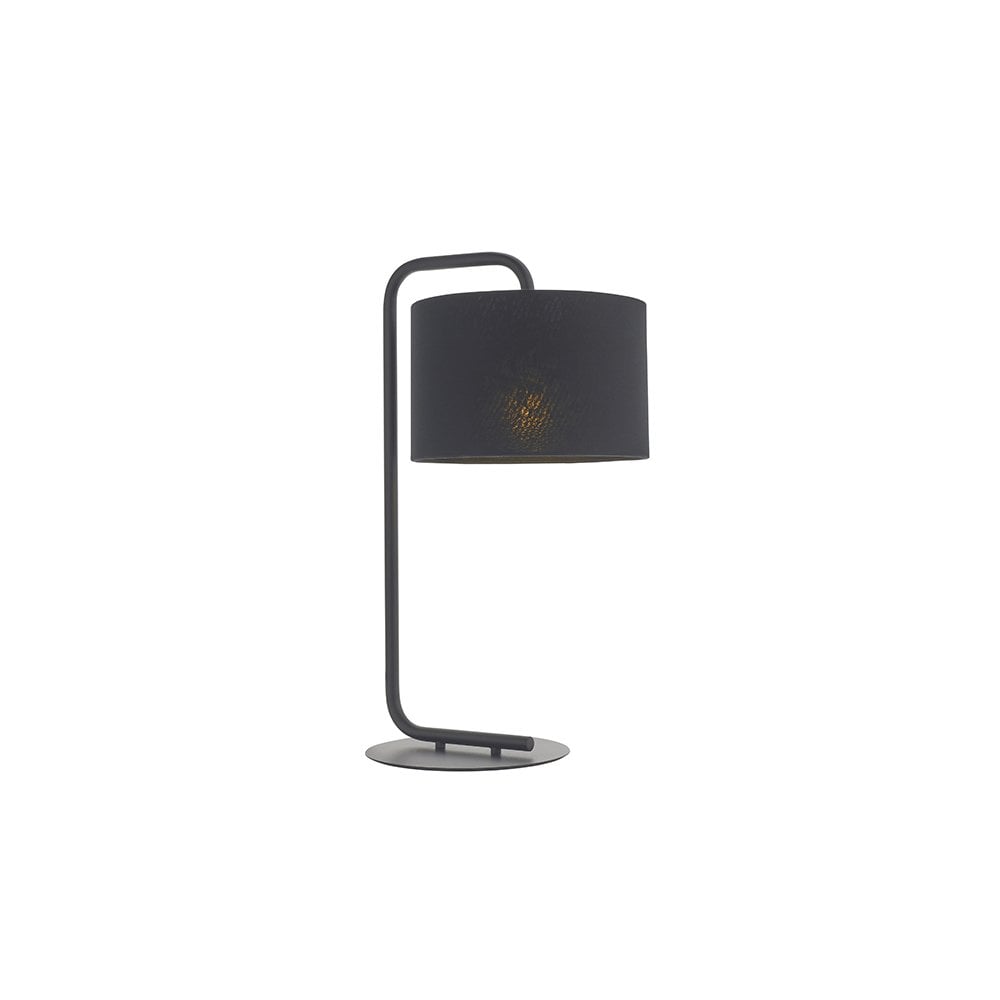 92345 1 Light Table Lamp Satin Black Paint & Black Fabric
