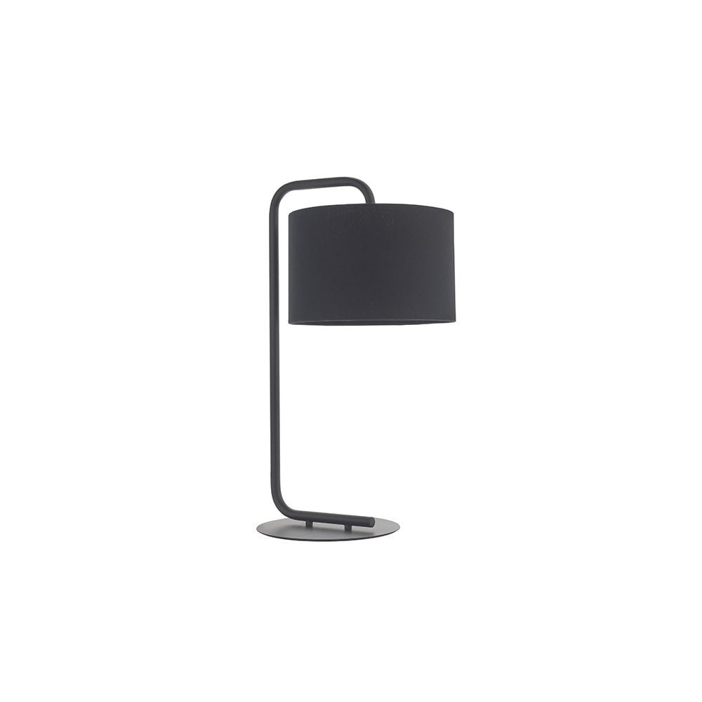 92345 1 Light Table Lamp Satin Black Paint & Black Fabric
