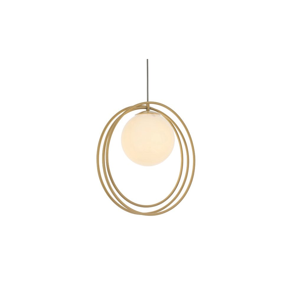 92488 1 Light Pendant Brushed Gold Paint & Gloss Opal Glass