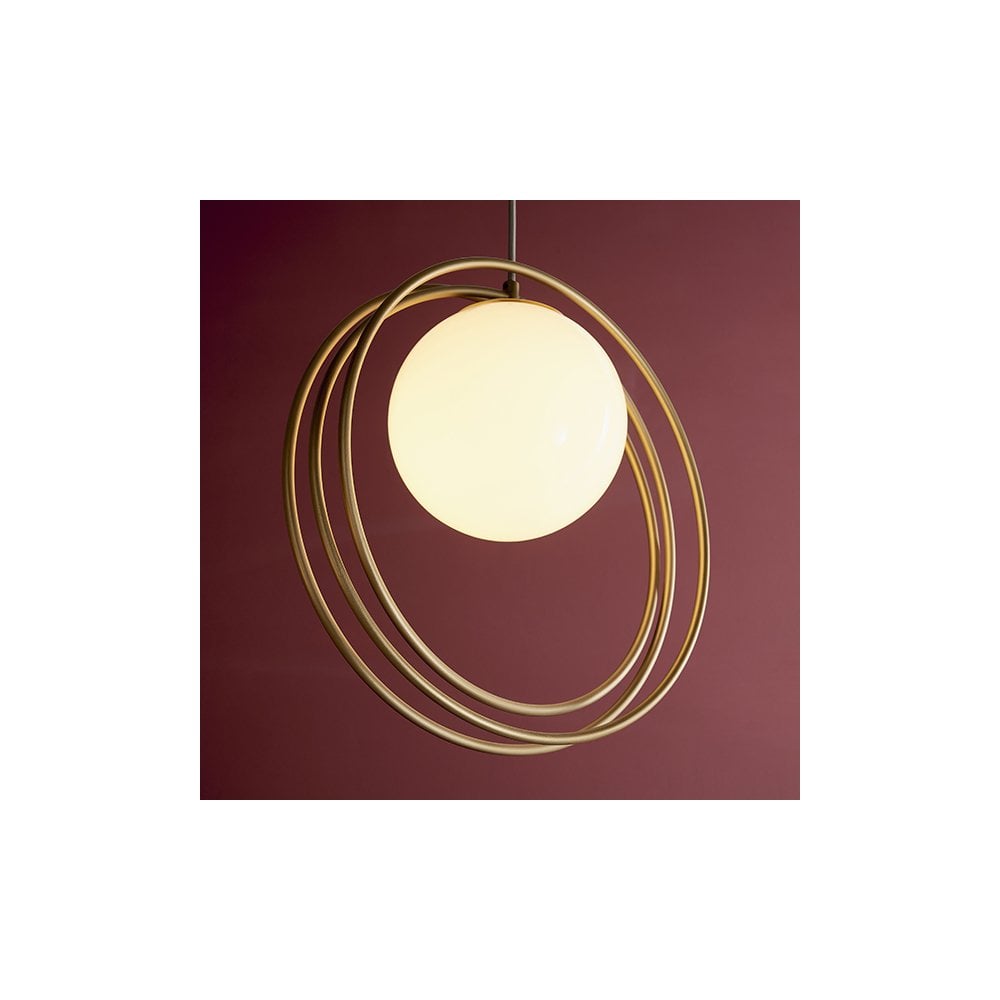92488 1 Light Pendant Brushed Gold Paint & Gloss Opal Glass