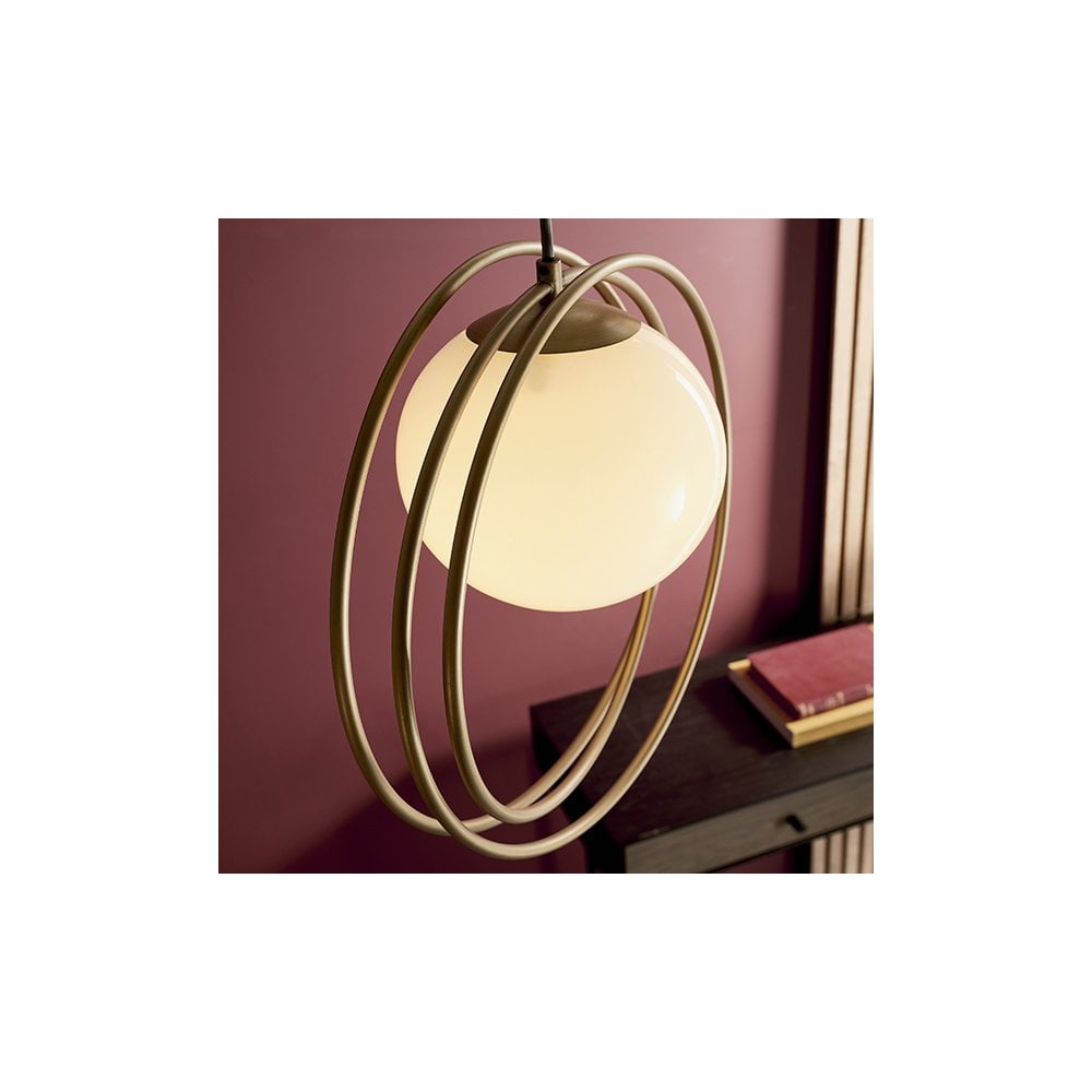 92488 1 Light Pendant Brushed Gold Paint & Gloss Opal Glass