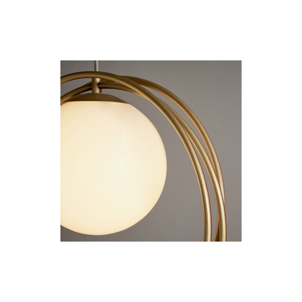 92488 1 Light Pendant Brushed Gold Paint & Gloss Opal Glass