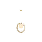 92488 1 Light Pendant Brushed Gold Paint & Gloss Opal Glass
