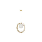 92488 1 Light Pendant Brushed Gold Paint & Gloss Opal Glass