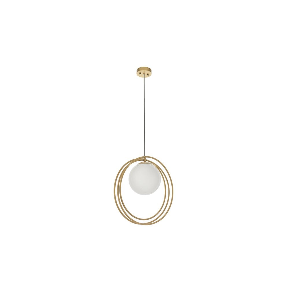 92488 1 Light Pendant Brushed Gold Paint & Gloss Opal Glass