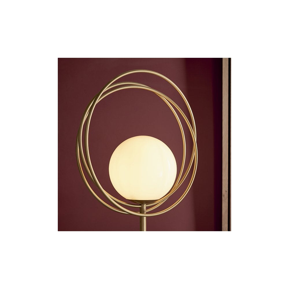 1 Light Floor  Lamp Brushed Gold Paint & Gloss Opal Glass