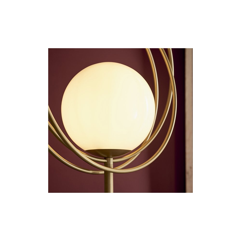 1 Light Floor  Lamp Brushed Gold Paint & Gloss Opal Glass